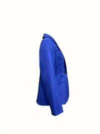 Classy Single Button Blazer with Lapel Collar and Long Sleeves, Versatile Women's Outerwear