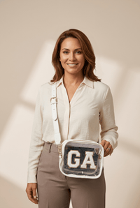 Women's Clear Stadium Bag with Chenille GA Patch and Gold Glitter