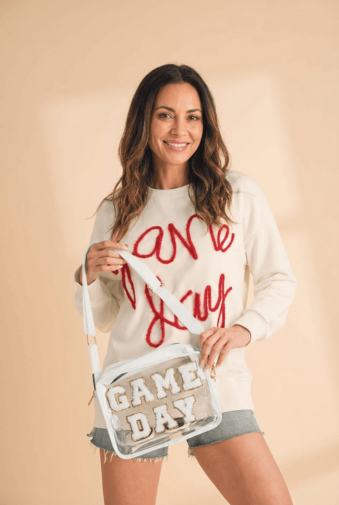 Women's Clear Stadium Crossbody Bag with 'GAME DAY' Varsity Patches