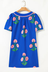 blue floral mini dress