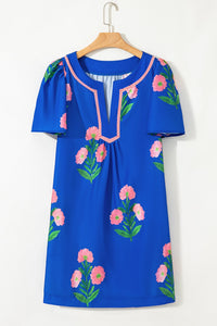 blue floral mini dress