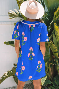 blue floral mini dress
