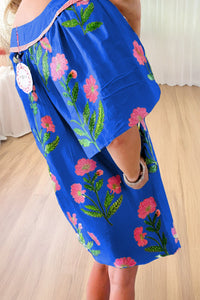 blue floral mini dress