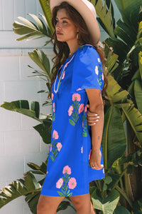 blue floral mini dress