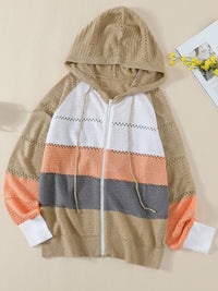 Color Block Crew Neck Long Sleeve Tops & Drawstring Long Pants Two-Piece Set