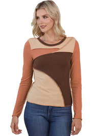 Contrast Pit Stripe Pullover with Slim Fit and Round Neck for Women