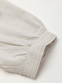 Cotton Linen Temperament Round Neck Long Sleeve Mini Dress