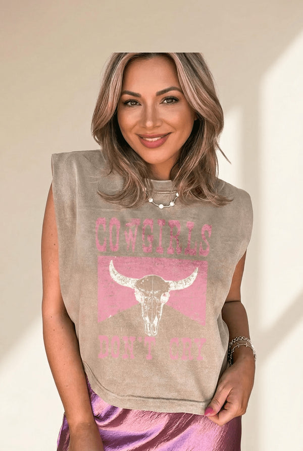 Cowgirls Don't Cry Mineral Wash Cotton Graphic Tank with practical styling and dependable silhouette control.