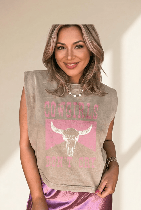 Cowgirls Don't Cry Mineral Wash Cotton Graphic Tank with practical styling and dependable silhouette control.