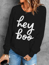 Cozy Black Hey Boo Print Pullover for Fall