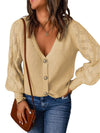 Cozy Diamond Embellished Puff Sleeve Sweater Jacket Women'S Loose Fit Cardigan Sweater