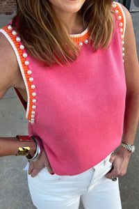 pink sweater tank top