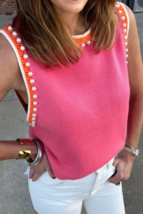 pink sweater tank top