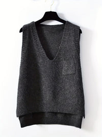 Cozy Solid V-Neck Knit Sweater Vest Tank Top