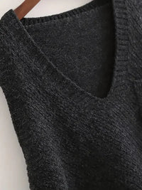 Cozy Solid V-Neck Knit Sweater Vest Tank Top