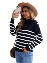 Cozy Stripe High Neck Sweater