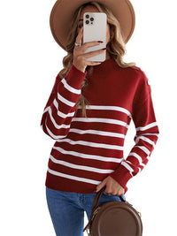 Cozy Stripe High Neck Sweater