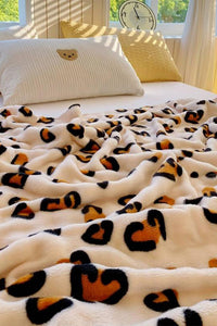 Women's Khaki Leopard Print Plush Fleece Throw Blanket