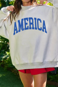 Light Grey Mock Neck Reversible USA/America Graphic Sweatshirt