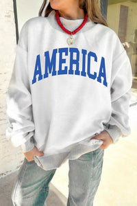 Light Grey Mock Neck Reversible USA/America Graphic Sweatshirt