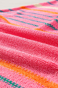 Rose Striped Detail Wide Sleeve Lightweight Knitted Sweater