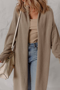 DUNE Solid Color Textured Knit Open Front Oversize Midi Sweater Cardigan