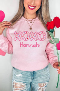 
Women's Pink XOXO Personalized Cotton-Blend Pullover Sweatshirt