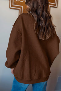$10.99 Coffee Reversible Christian Faith Print Mock Neck Pullover Sweatshirt Wholesale