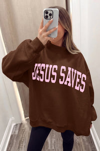$10.99 Coffee Reversible Christian Faith Print Mock Neck Pullover Sweatshirt Wholesale