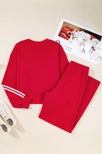 varsity sweatshirt pant set