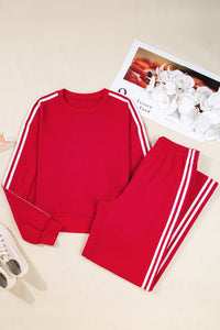 varsity sweatshirt pant set
