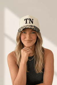 Women's Cream TN Embroidered Baseball Cap with Leopard Visor