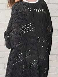 Crochet Loose Long Sleeve Knitted Sweater Cardigan