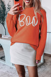 Cozy Women's Orange Knitted Sweater with Ribbed Edges & Drop Shoulder - Stylish Layering Essential for Fall