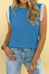 Women’s Trendy Blue Stripe Ruffle Tank Top - Comfortable Casual Summer Wear for Everyday Style and Effortless Chic