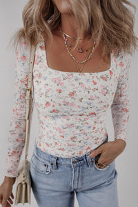 Elegant Women's Floral Long Sleeve Blouse - Lightweight Chic Top for Spring & Summer - Casual Fit with Stylish Design