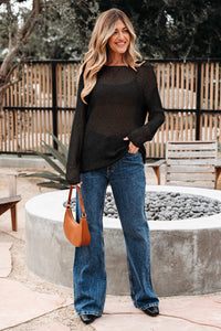 black crochet sweater