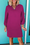 Fuchsia Frilled V-Neck Mini Dress with Bracelet Sleeves for Women - Ideal for Summer Parties and Festival Fun