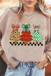 Cozy Women's Apricot Christmas Tree Tunic Sweatshirt - Stylish Holiday Top for Winter Celebrations and Festive Outings
