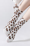 Women's Comfortable White Leopard Print Socks - Soft Polyester-Cotton Blend for Stylish Everyday Wear