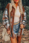 Women's Cinnamon Plaid Corduroy Shacket with Chest Pocket - Trendy Overshirt for Cozy Fall Outfits