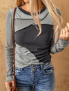 Charcoal Contrast Stitch Detail Ribbed Knit Sweater
