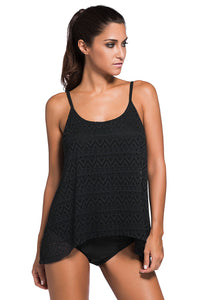 black-lace-overlay-spaghetti-straps-tankini-swimsuit