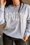 Women's Light Grey 3D Letter Graphic Sweatshirt - Cozy Casual Crew Neck for Everyday Chic Style
