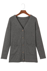 Dandelion Print Button Long Sleeve Cardigan