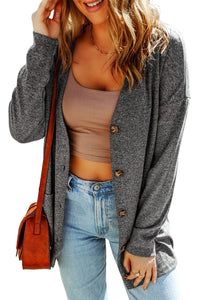 Dandelion Print Button Long Sleeve Cardigan