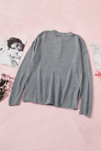 Dandelion Print Button Long Sleeve Cardigan