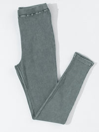 Dark Grey Vintage Wash Ribbed Leggings