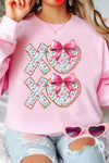 Valentine's Day Women's Pink Floral Sweatshirt with Cute Bow - Casual Chic Style for Effortless Everyday Wear