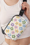 Chic Women's White Floral Print Crossbody Bag - Lightweight, Stylish, Ideal for Everyday and Casual Outings